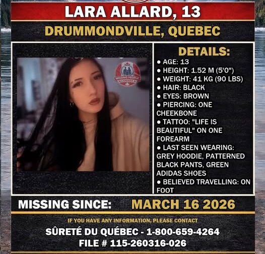 Lara Allard | Drummondville | Missing Alert – Lara Allard Reported Missing – Lara Allard Disappears After Being Last Seen at Public Library, Family Fears for Her Safety
